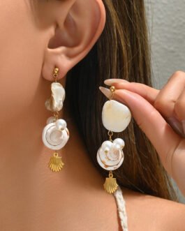 Pearl Cascade Shell Drop Earrings