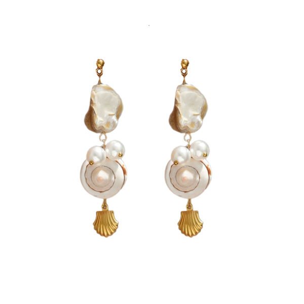 Pearl Cascade Shell Drop Earrings