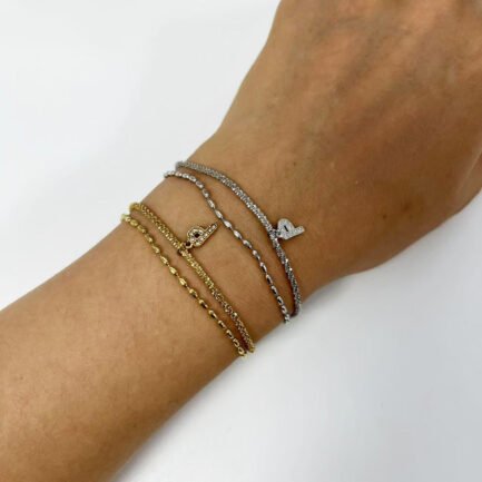 ⁦Zirconia Initial Luxe 18K Plated Titanium Layered Bracelet⁩ - الصورة ⁦2⁩