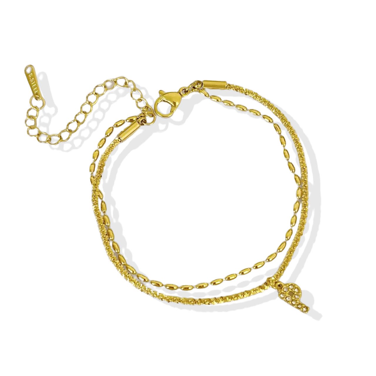 Zirconia Initial Luxe 18K Plated Titanium Layered Bracelet - Image 8