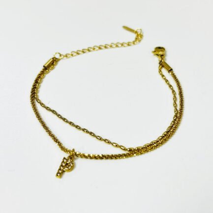 ⁦Zirconia Initial Luxe 18K Plated Titanium Layered Bracelet⁩ - الصورة ⁦8⁩