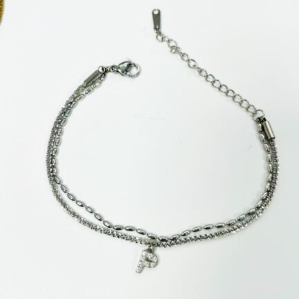 ⁦Zirconia Initial Luxe 18K Plated Titanium Layered Bracelet⁩ - الصورة ⁦5⁩