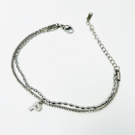 ⁦Zirconia Initial Luxe 18K Plated Titanium Layered Bracelet⁩ - الصورة ⁦6⁩