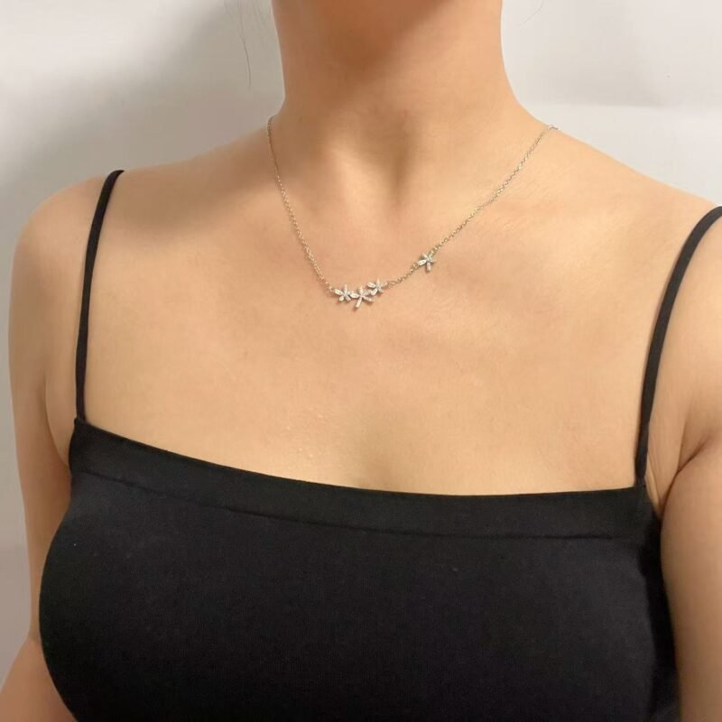 925 Sterling Silver Bloom Cascade Zircon Necklace