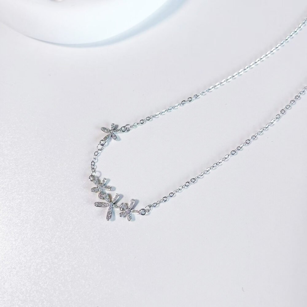 925 Sterling Silver Bloom Cascade Zircon Necklace - Image 4