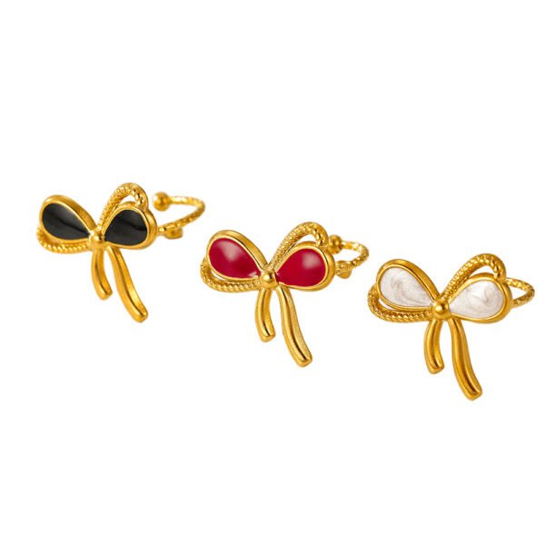 Bow Charm Enamel Ring