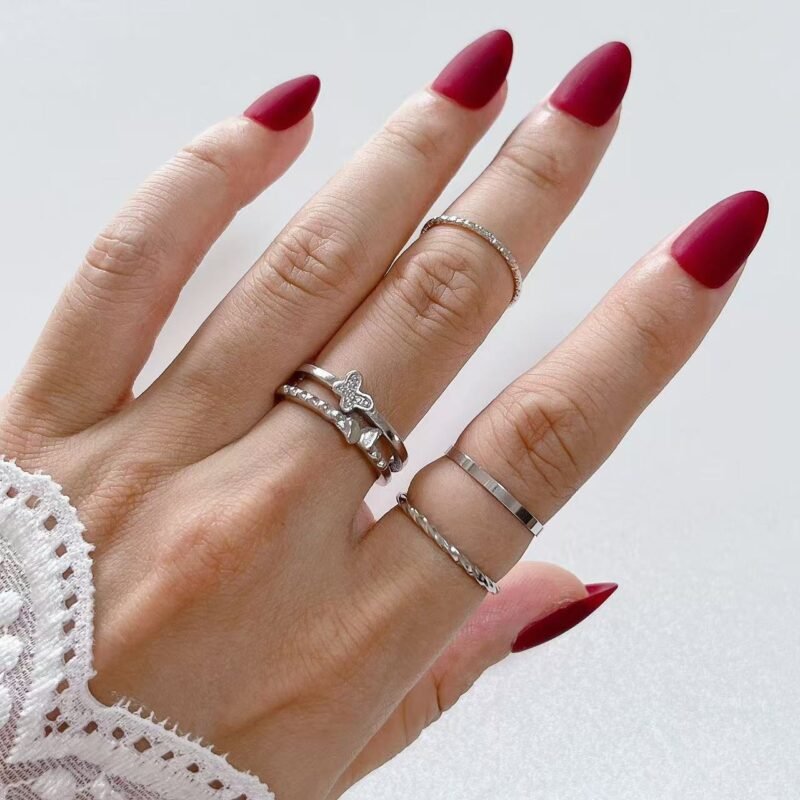 Butterfly Duo-Layer Open Ring Set