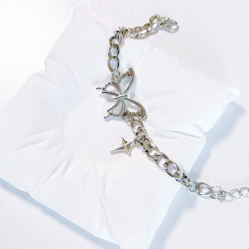 Butterfly Star Charm Bracelet Silver Plated Chain - Image 6