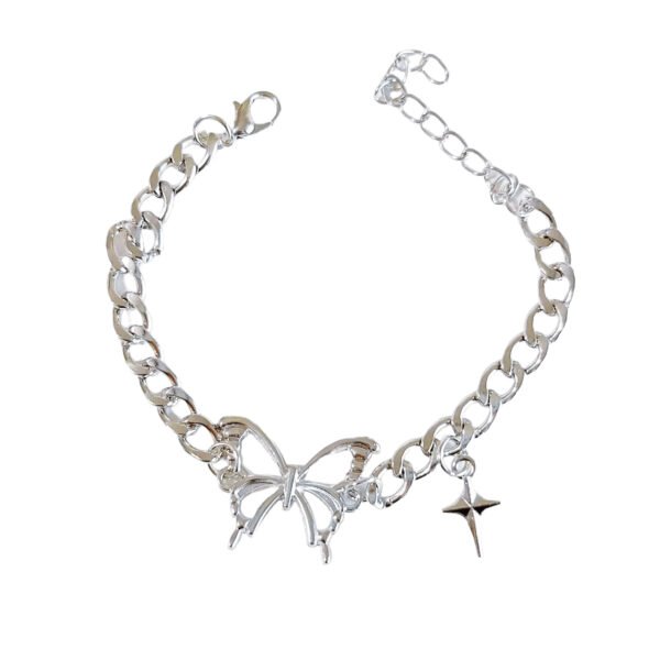 Butterfly Star Charm Bracelet Silver Plated Chain
