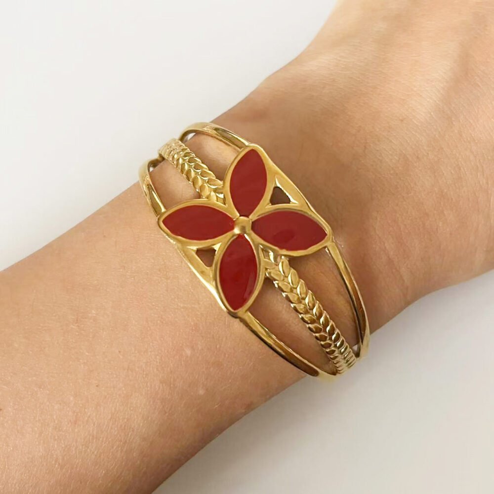 Clover Bloom Enamel Bangle - Image 4