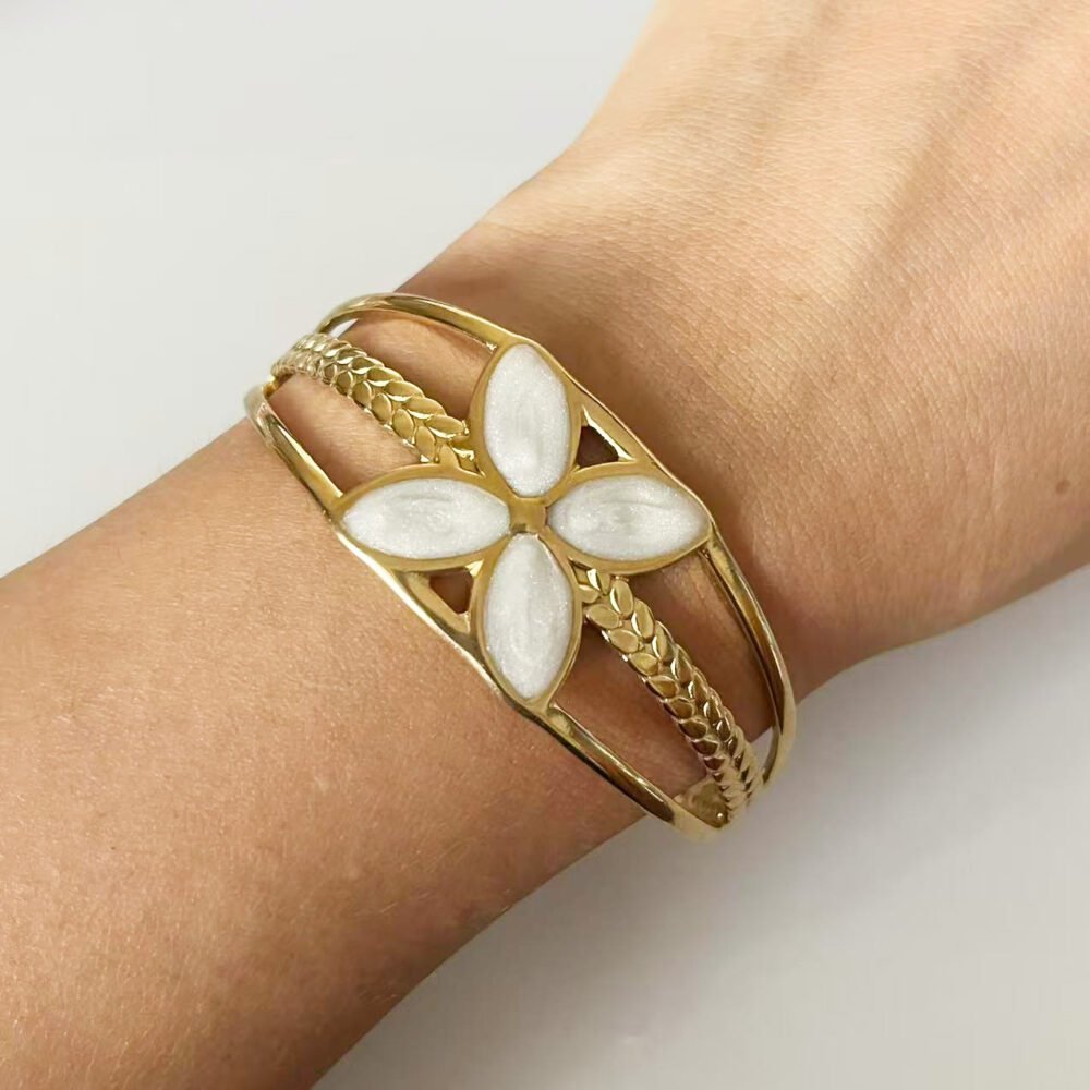 Clover Bloom Enamel Bangle - Image 3