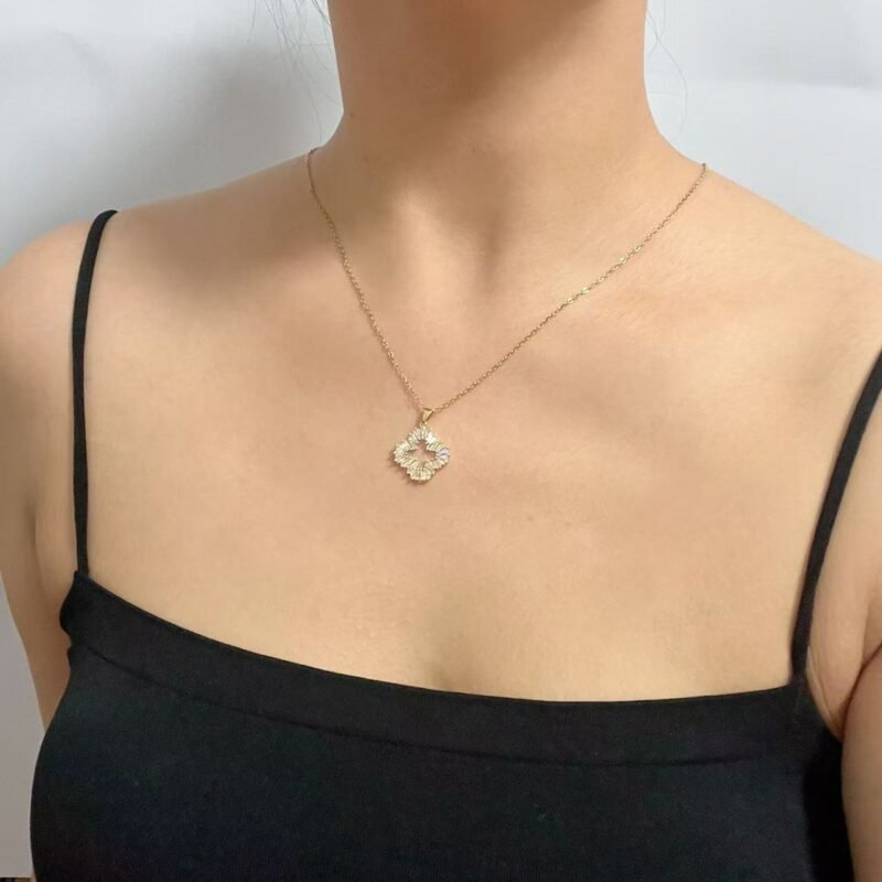 Crystal Clover Pendant Necklace