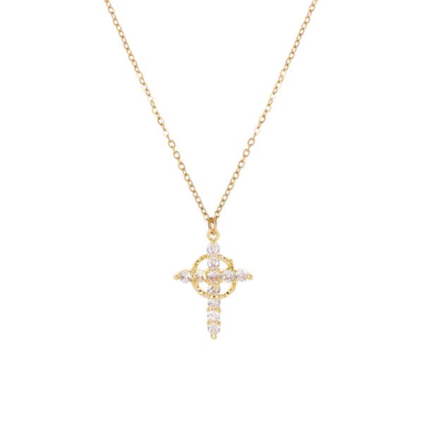 Crystal Cross Pendant Necklace Multi-Color Plated