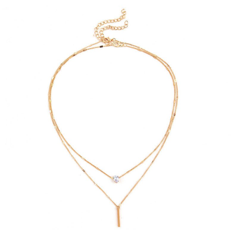 Crystal Drop Layered Necklace