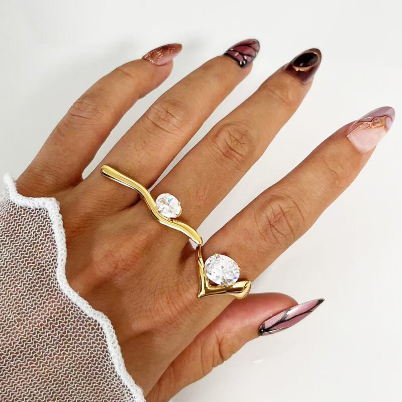 Crystal Sculpture Ring Set