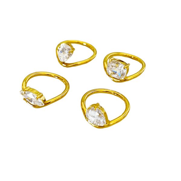 Crystal Wave Ring Set