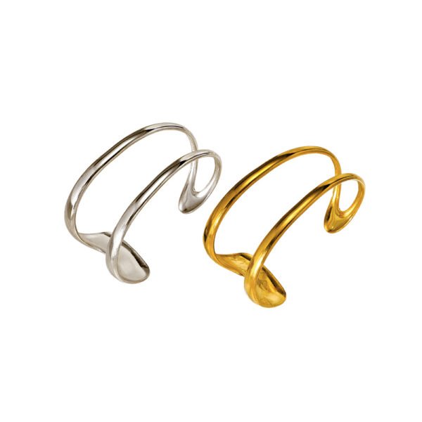 Double Wave Sculptural Cuff Bracelet