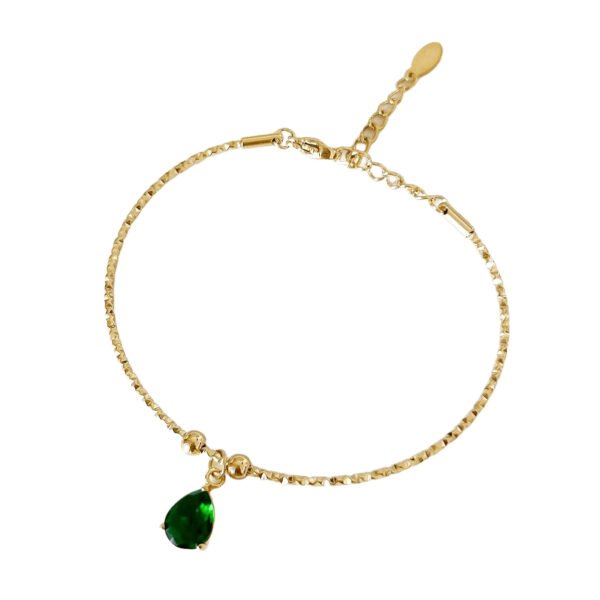 Emerald Teardrop Chain Bracelet