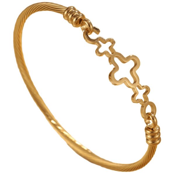 Gold Clover Charm Bangle