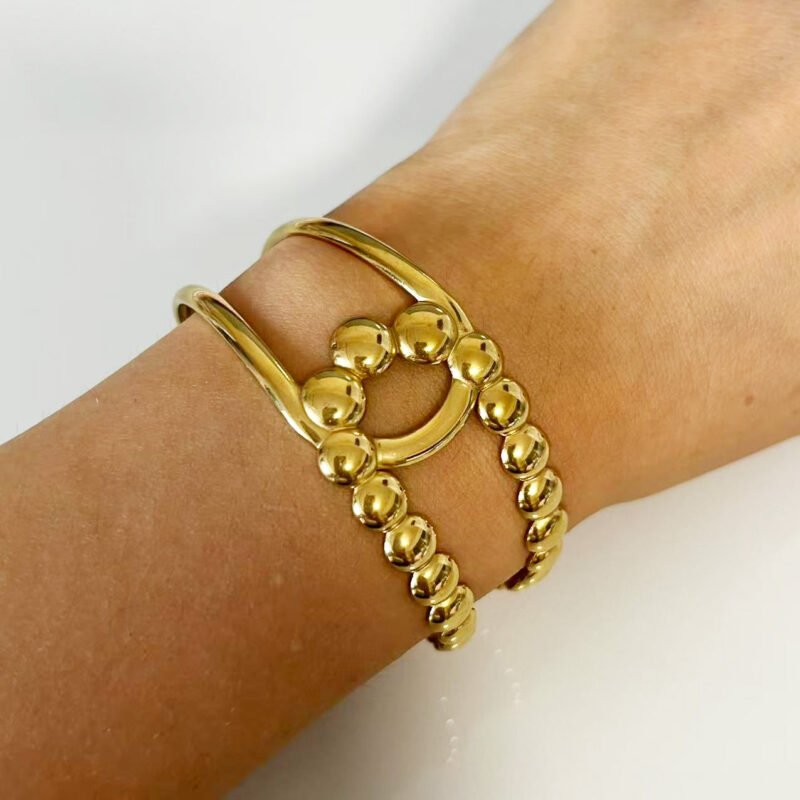 Golden Bead Cascade Bangle