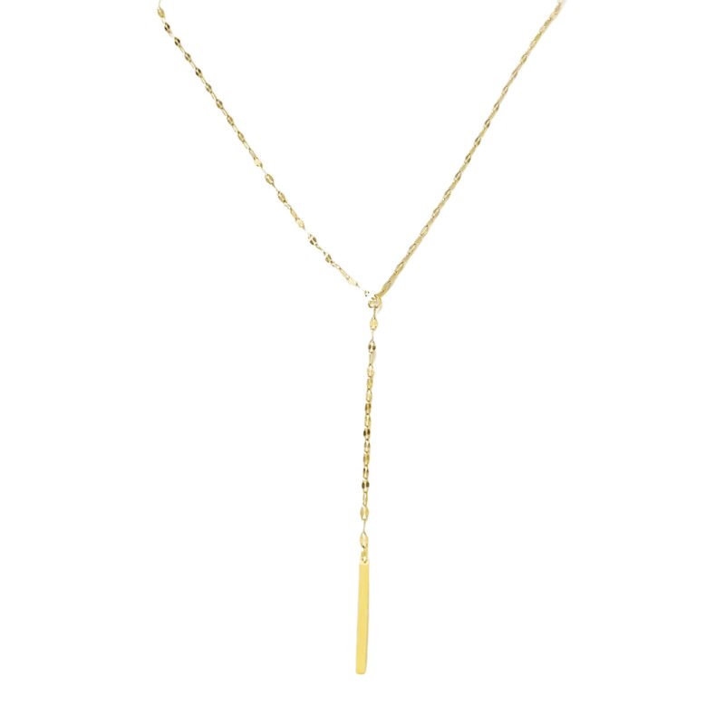 Golden Y-Drop Bar Necklace