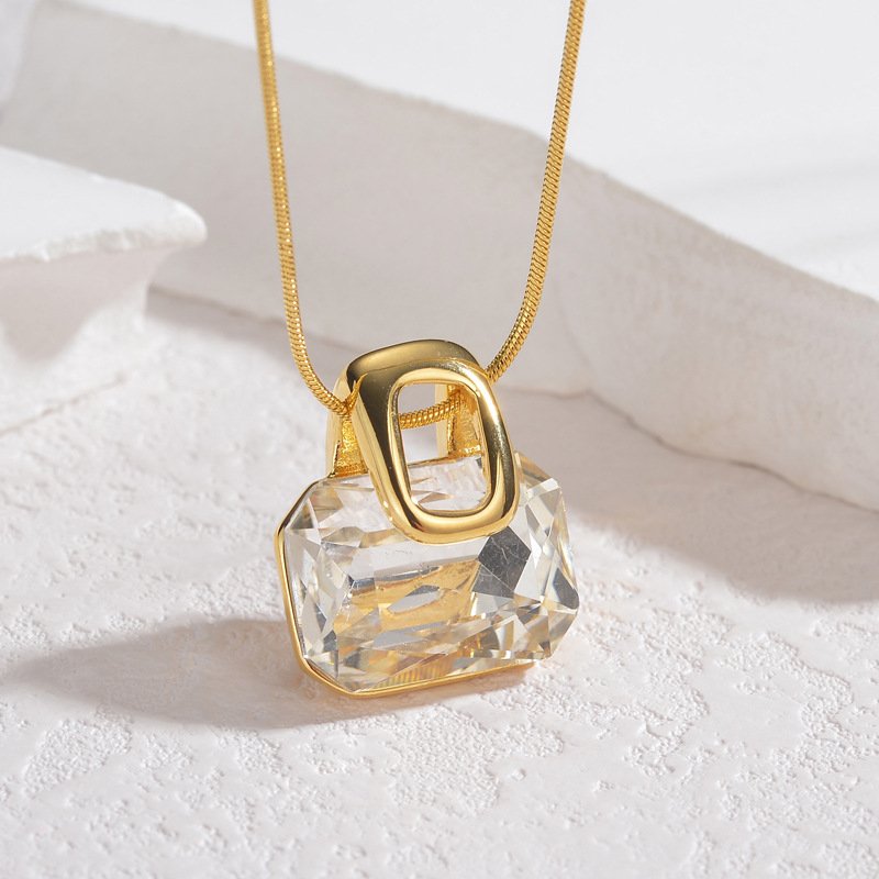 Handbag Crystal Jewelry Set Gold Plated Necklace Earrings