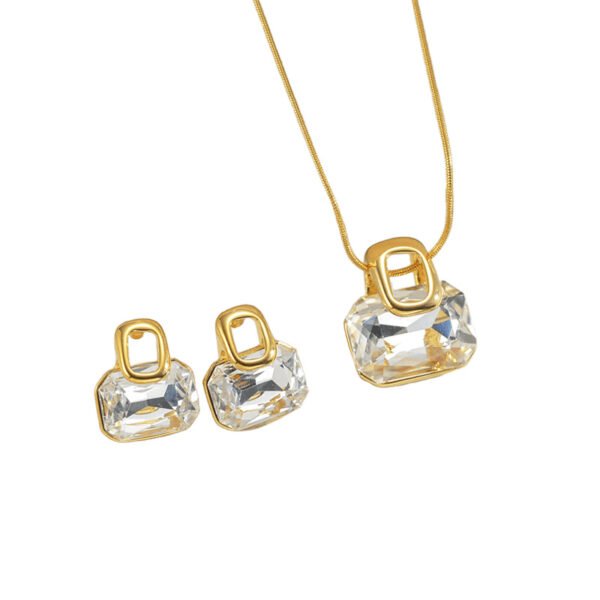 Handbag Crystal Jewelry Set Gold Plated Necklace Earrings