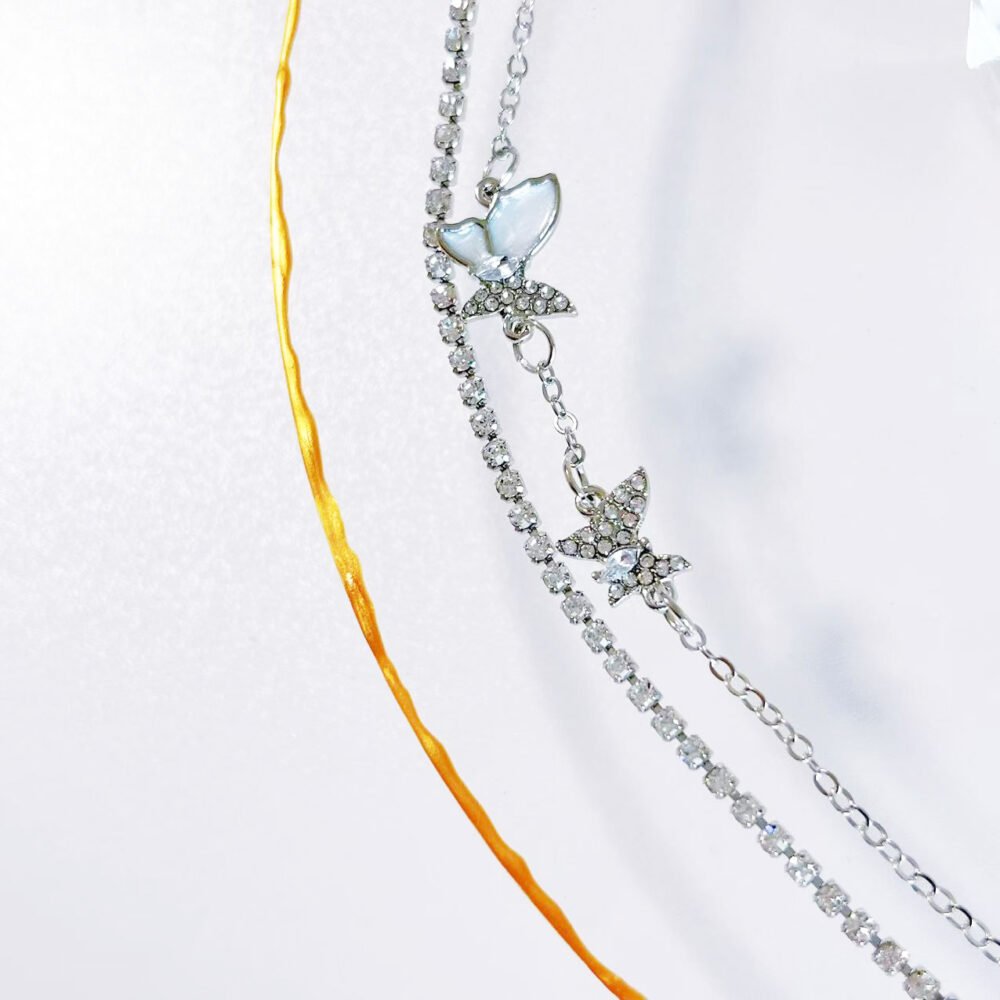 Layered Butterfly Tennis Bracelet Silver Plated Crystal - Image 5
