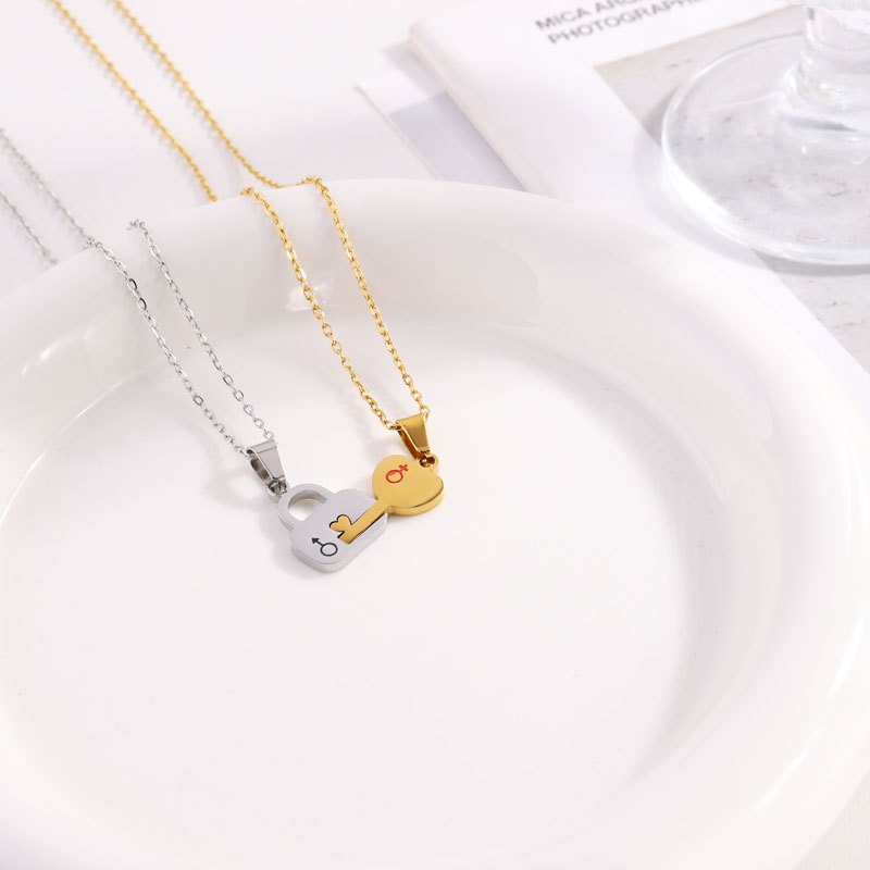 Lock & Key Couple Necklace Set - Image 3