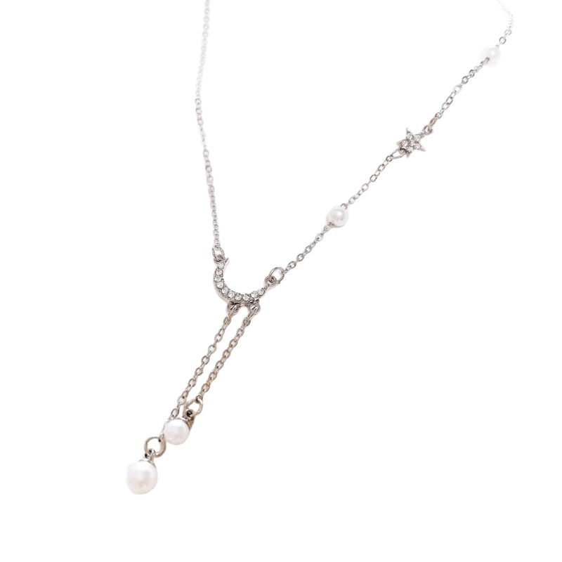 Lunar Star Pearl Drop Necklace
