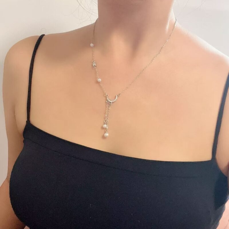 Lunar Star Pearl Drop Necklace