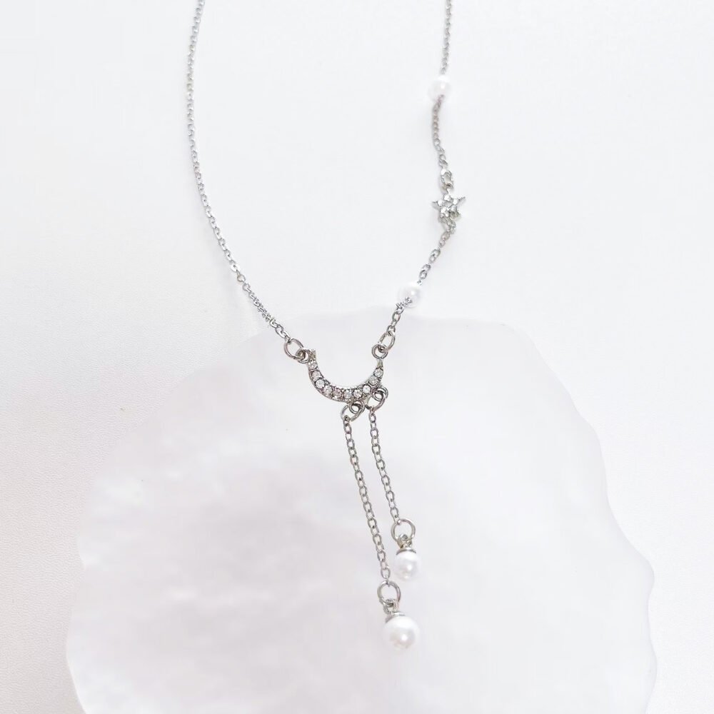 Lunar Star Pearl Drop Necklace - Image 3