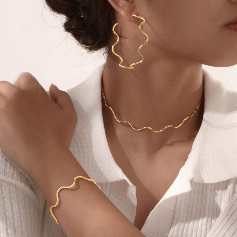 Minimalist Wave Jewelry Set