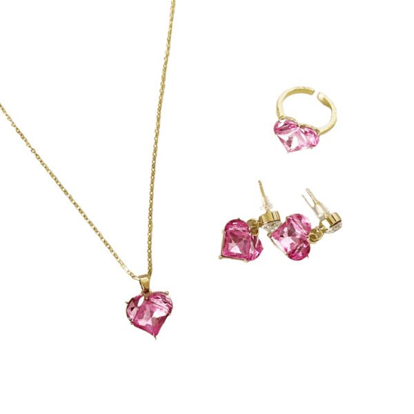 Pink Heart Zircon Jewelry Set