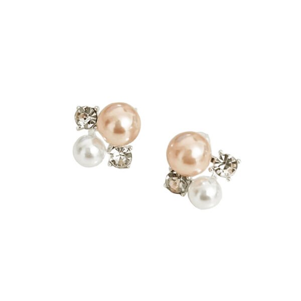 Pink & White Pearl Zircon Stud Earrings