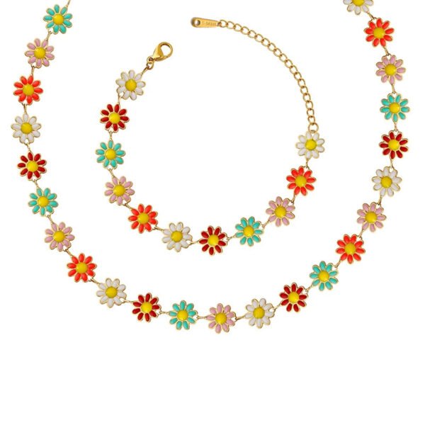 Rainbow Daisy Enamel Jewelry Set