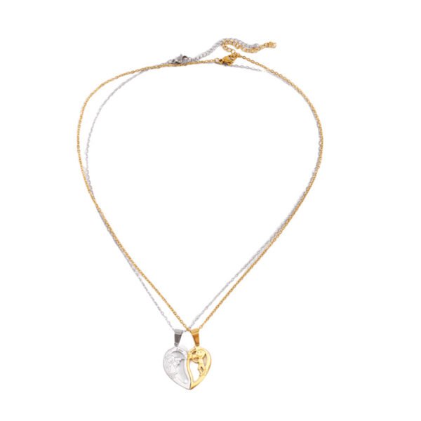 Split Heart Couple Necklace Set