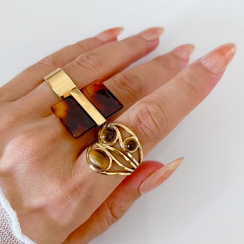 Tiger’s Eye Statement Open Ring