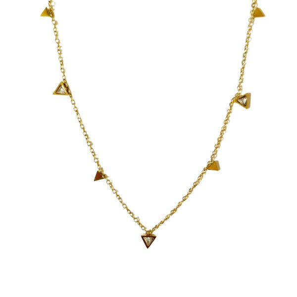 Triangle Crystal Pendant Necklace Gold Plated
