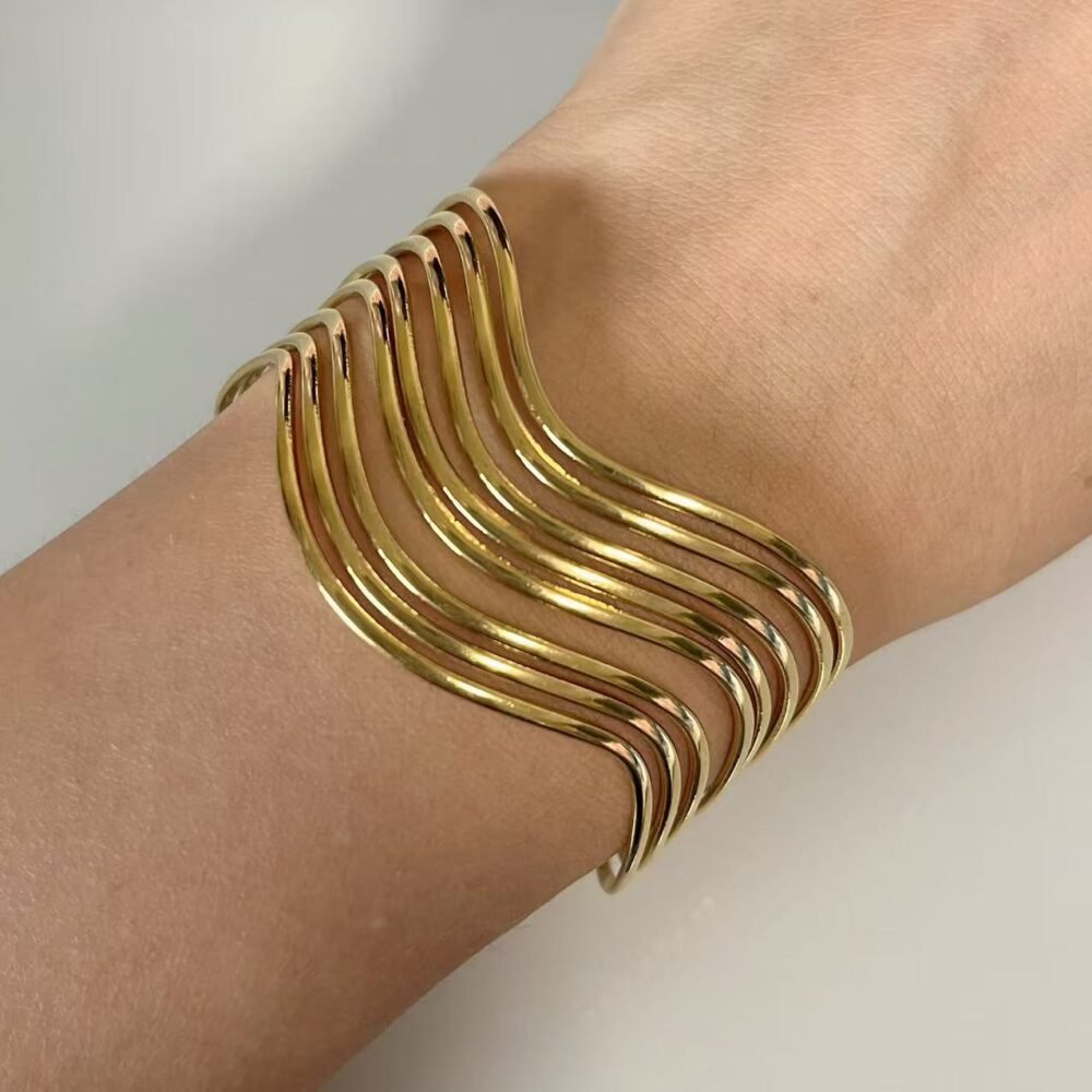 Wave Line Sculpted Bangle - Image 2