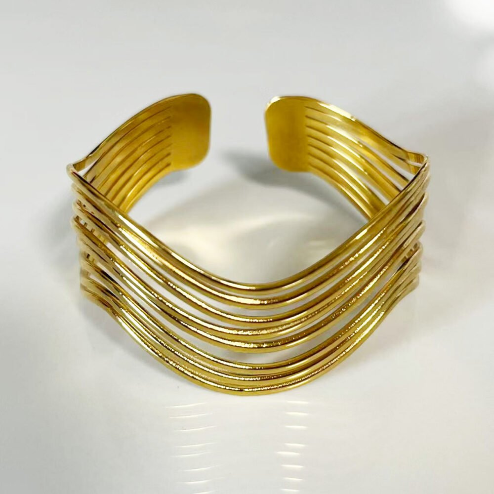 Wave Line Sculpted Bangle - Image 3