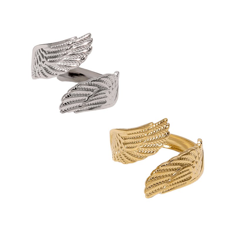 Adjustable Hug Band Angel Wings Ring