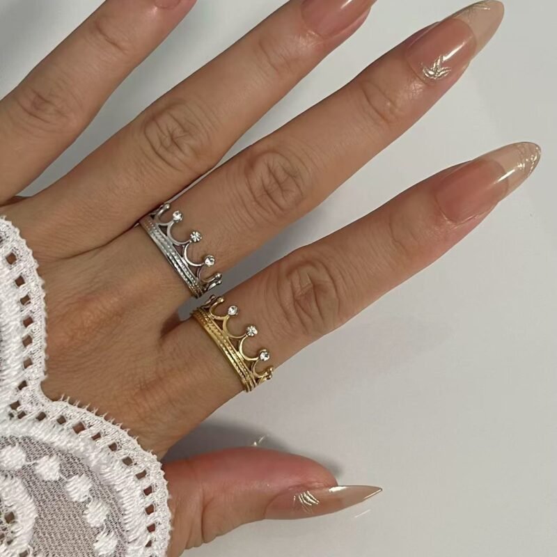 Adjustable Princess Tiara Band Crystal Crown Ring