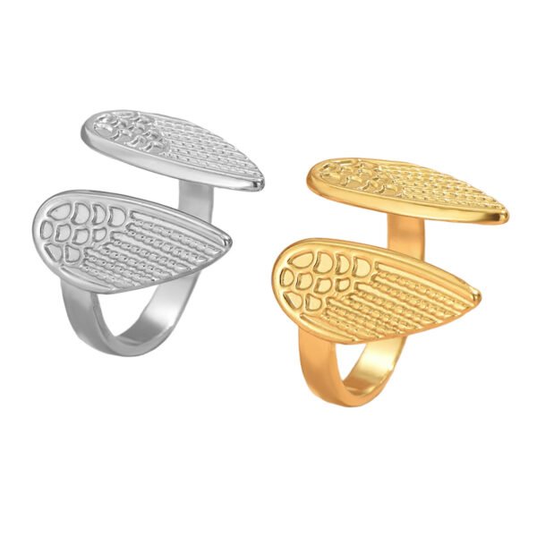 Angel Wings Textured Open Ring