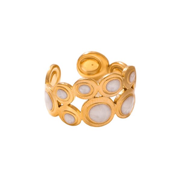Bubble Circle Enamel 18K Gold Ring