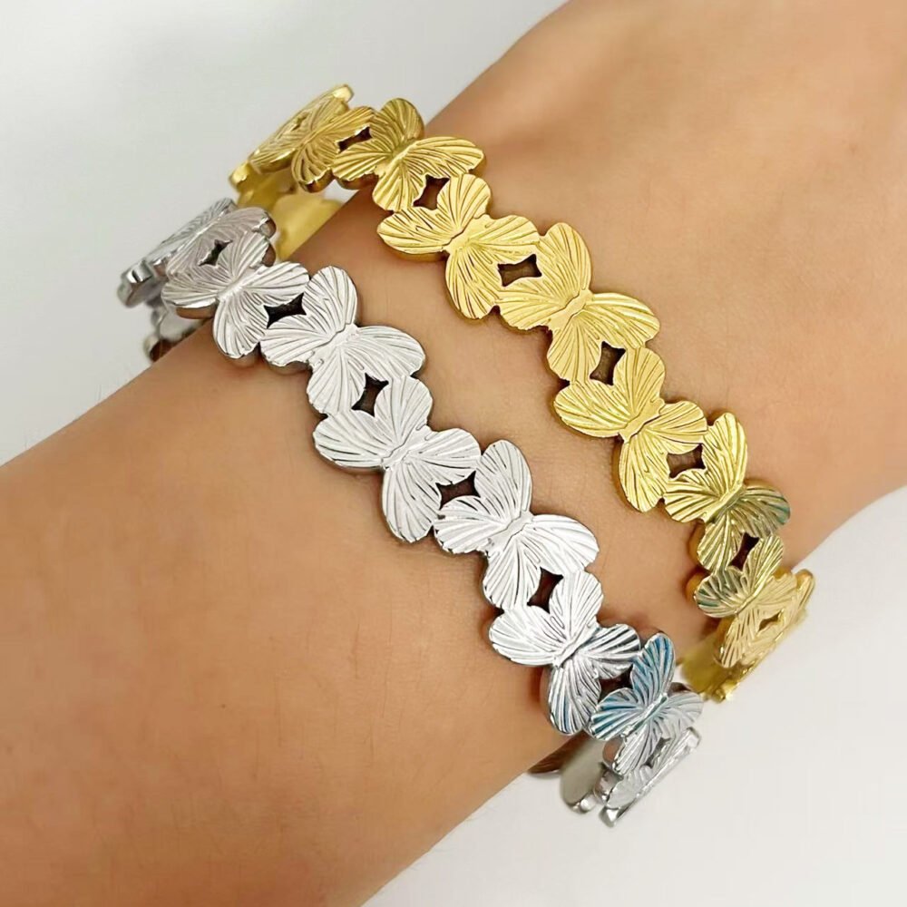 Butterfly Chain Open Bangle - Image 2