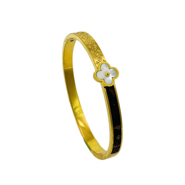 Clover Mother Pearl 18K Gold Bangle