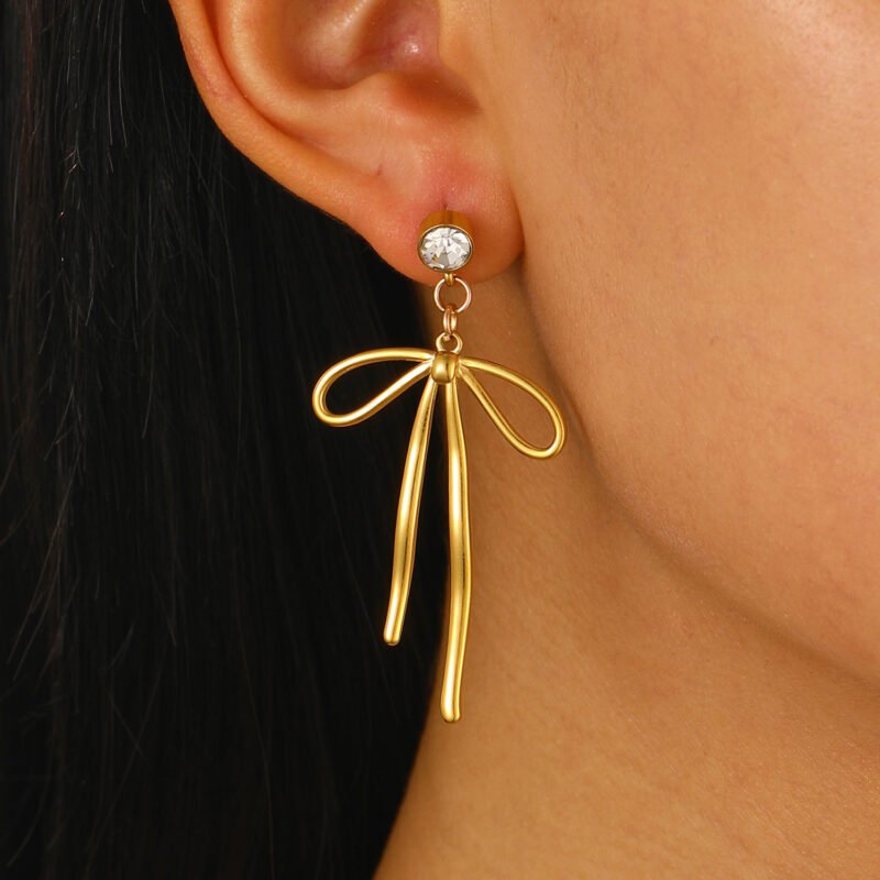 Crystal Bow Drop Earrings