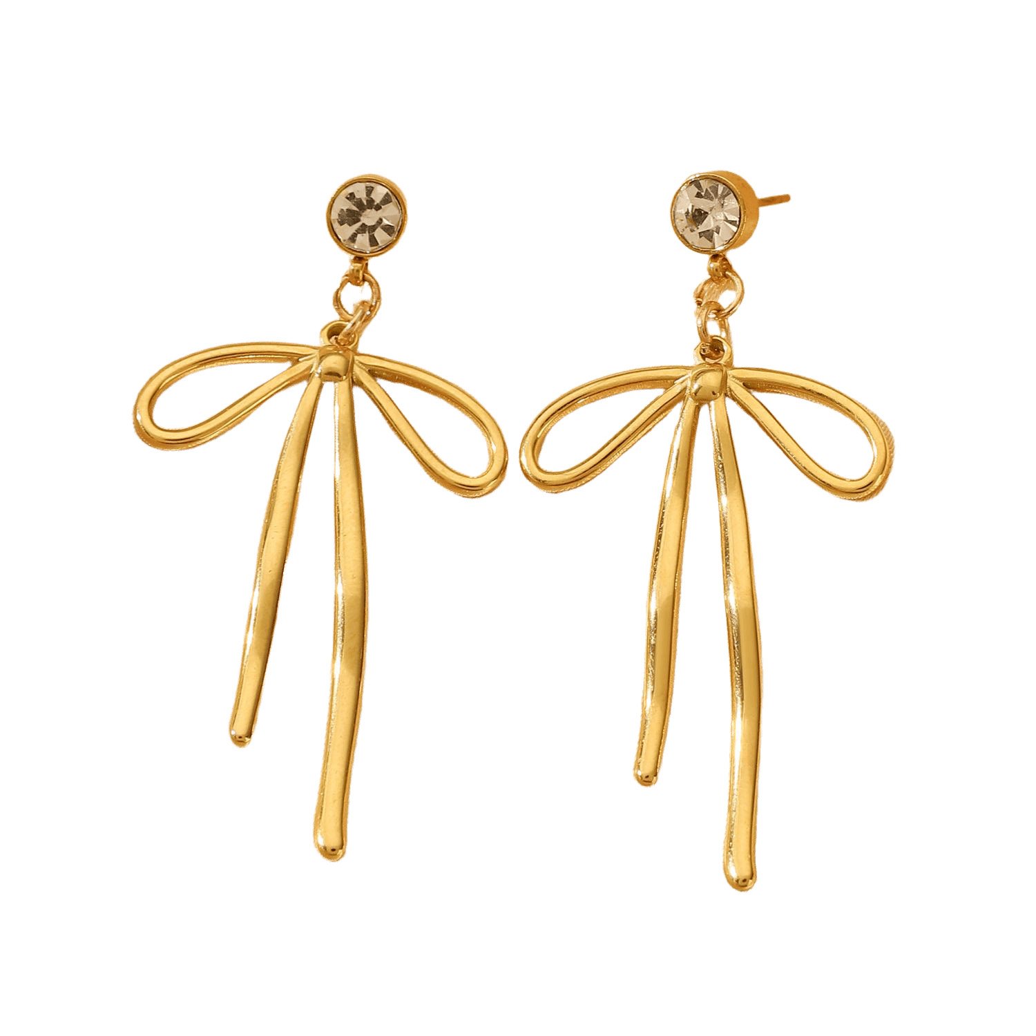 Crystal Bow Drop Earrings