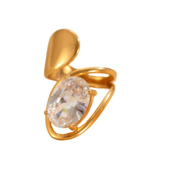 Crystal Leaf Spiral Ring